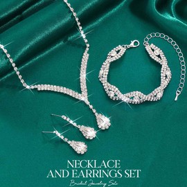 Fashband Rhinestone Jewelry Set Silver Jewelry Necklace Wedding Necklace Jewelry Accessories for Women, Faux Pearl, No Gemstone