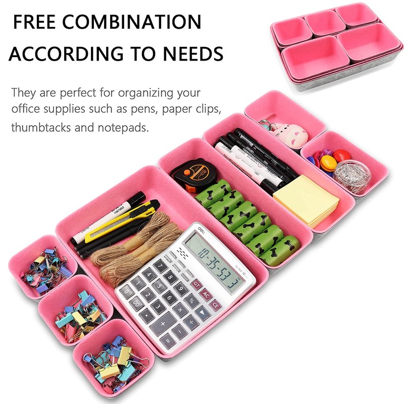 Newthinking Desk Drawer Organiser Trays, 8 Pack Square Organizer Box