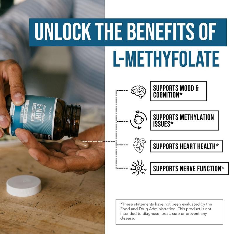 L-Methylfolate 1mg + Methyl B12 | Active 5-MTHF Form, Supports