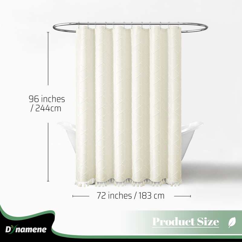 Dynamene Extra Long Shower Curtains, 96 Inches Long Boho Tufted