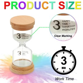 PATIKIL 3 Minute Sand Timer, Wooden Sand Watch High Borosilicate Glass Sandglass Sand Clock for Games, Classroom, Kitchen, Office, Home Decoration, White