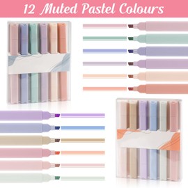 Dual Tips Highlighter Pen, Highlighter Pen, Double Head 2-in-1, Aesthetic Highlighter, Pastel Set, Pens, Aesthetic, No Bleeding, Dries Quickly - for Schools Students Office Supplies