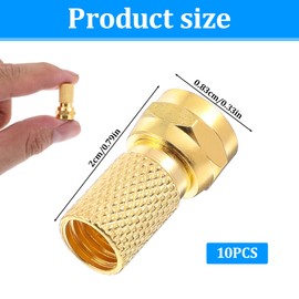 Bruislard 10 Pcs Coaxial Cable Connector Gold Coaxial Cable Male Twist-on Adapter for Satellite Dish TV Antenna(Copper)
