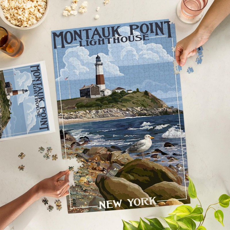 Lantern Press Montauk Point Lighthouse, New York, 1000 Piece Jigsaw