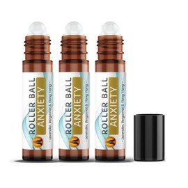 Anxiety Essential Oil Roll On, 3 x 10ml | Lavender, Bergamot & Ylang Ylang Aromatherapy Oil Roller Ball | Essential Oils for Skin | Vegan, Made in UK