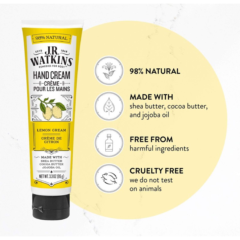J.R. Watkins Natural Moisturizing Hand Cream, Hydrating Hand Moisturizer with