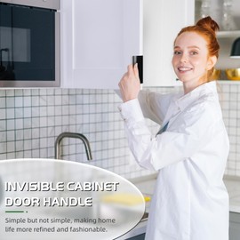 Pack of 10 Hidden Cabinet Handles Black, 120 mm Concealed Furniture Handles, Furniture Handles Black with Screws, Space Aluminium Hidden Door Handle Cabinet Handles, for Kitchen Cabinets Drawer (120