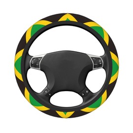 Mlanxi Jamaican Flag 15 Inch Universal Steering Wheel Covers, Cute Car Accessories for Women and Girls