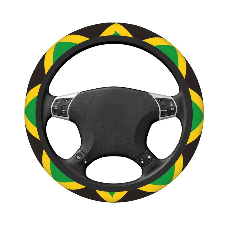 Mlanxi Jamaican Flag 15 Inch Universal Steering Wheel Covers, Cute