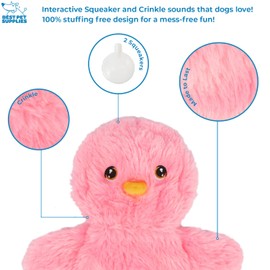 Best Pet Supplies Chicken Crinkle Plush Dog Toys for Interactive Play, Puppy and Senior Indoor Play, Colorful Chicken Toy Shape, Cute and Cuddly - Crinkle Chicken (Pink)