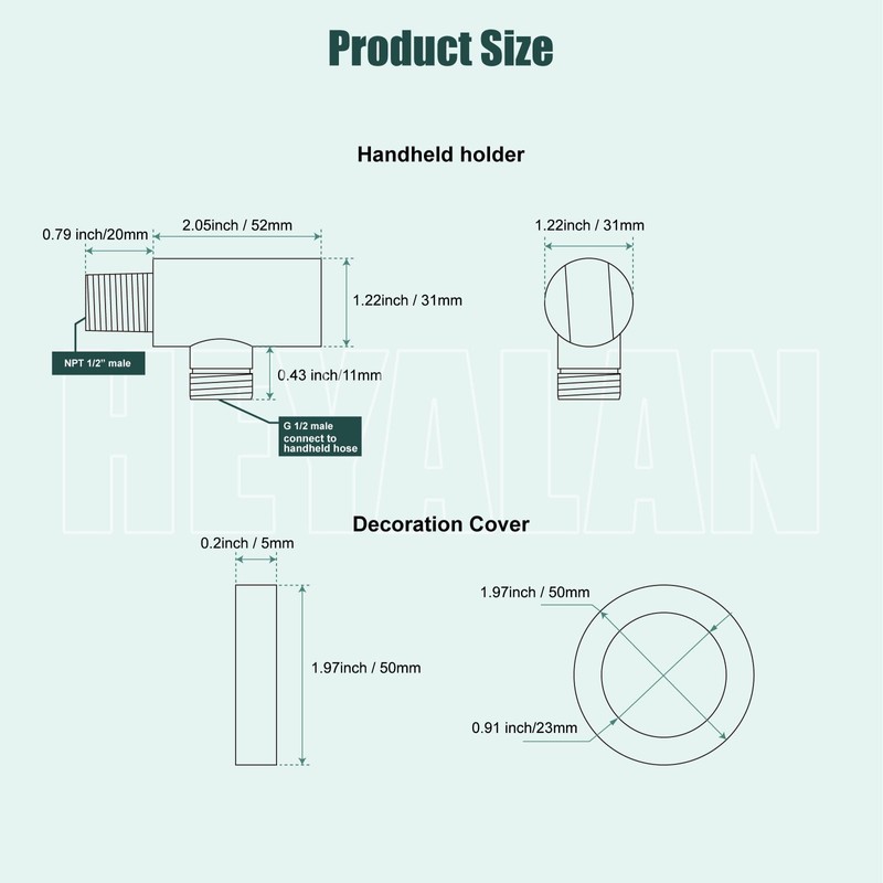 Heyalan Handheld Shower Wand Holder,Connecting Shower Hose and Water Pipe