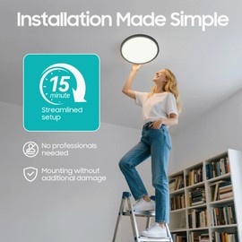 YELIOLED 6 Pack 12 Inch LED Flush Mount Ceiling Light, 24W 2640LM 5 CCT Selectable (2700K-6500K), Dimmable Ultra-Thin Round Fixture for Kitchen Bedroom Bathroom Hallway, Black