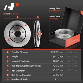 A-Premium Front Vented and Rear Solid Disc Brake Rotors + Ceramic Pads Kit Compatible with Select Chrysler, Dodge, Ram and Volkswagen Models - Town & Country, Grand Caravan, Journey, C/V, Routan