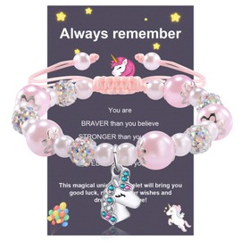 VGWON Unicorn Birthday Gifts for Girls 5 6 7 8 9 10 11 12 Year Old Girl Bracelets to My Daughter Granddaughter Teen Girls Gift for Christmas Beads 13th 14th 15th 16th 17th 18th Birthday Present Pink