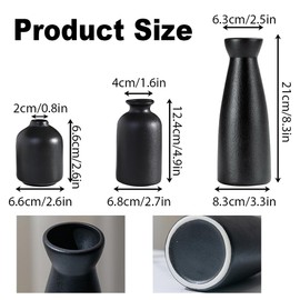 Lighterday Set of 3 Boho Vases, Ceramic Vases, Modern Vases, Decoration, Black Vase, Flower Vase, Small Vases for Pampas Grass Flower, for Living Room, Table, Windowsill Decoration (Beige-B)