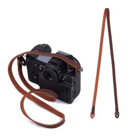 NICENEEDED Camera Shoulder Neck Strap, Brown Leather Camera Straps, Adjustable Length Vintage Neck Shoulder Slim Camera Strap Suitable for Mirrorless Compact Cameras