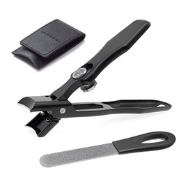 VOGARB Toe Nail Clippers for Thick Nails, Large Wide Jaw Opening Toenail Clippers with Toenail File Heavy Duty Fingernail Cutter No Splash for Men Women Adult Seniors (Black with File)