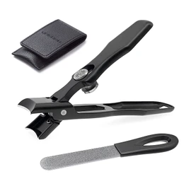 VOGARB Toe Nail Clippers for Thick Nails, Large Wide Jaw Opening Toenail Clippers with Toenail File Heavy Duty Fingernail Cutter No Splash for Men Women Adult Seniors (Black with File)
