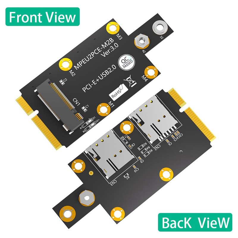 M.2 Key B to Mini PCI-E Adapter with Dual Nano