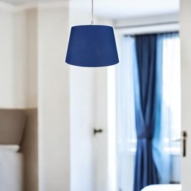 LOXTON LIGHTING Cotton Drum Shade C Navy Blue, 10 inch Easy Fit ES/BC Shade for Living Rooms, Bedrooms, hallways and Kitchens, Pendant Lampshades or Shades for Table Lampss