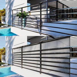 INFRANGE Balcony Privacy Fence Screen 3' x 39' Mesh Windscreen Fencing Shield Cover Included Cable Ties for Deck Apartment Porch Backyard Patio Outdoor, Grey