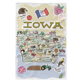Fish Kiss® 16"x24" Iowa Map Dish Towel is of 100% Microfiber Waffle Weave Making it Super Absorbent, Soft & Machine Washable - Map Kitchen Towel,Map Dish Cloth is Multi Purpose