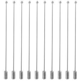Brooch Safety Hat Pins Metal Stick Pin Silver Boutonniere Corsage Pins with Stopper, 90mm Long Needle Eye Pin for DIY Jewelry Making, Suit Tie Hat Lapel Accessories, 10PCS
