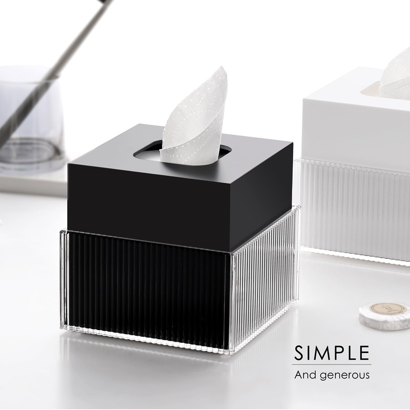 Acrylic Tissue Box Modern Square Tissue Box Cover with Two-Tier