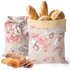 Reusable Beeswax Bread Bags(2 Pack), Beeswax Bags for Sourdough/Homemade Bread, Natural Cotton Bees Wax Bag, Fresh and Refrigerable, New Upgrade Food Storage Bag, Large Capacity and Portable