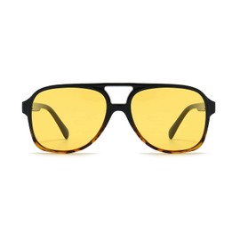 YUELUQU Polarised sunglasses men women 70s vintage sunglasses retro sunglasses pilot glasses bicycle sunglasses, Black leopard yellow