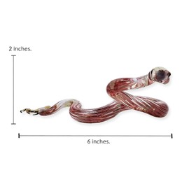 WitnyStore Tiny 6" Red White Viper Slithering Snake Figurine - Miniature Hand Blown Painted Glass Serpent Snakes Small Crystal Reptile Animals Colorful Decorative Collectible Figures Décor Gifts