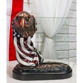 Ebros Gift Patriotic Bald Eagle With American Flag Beveled Engravable Glass Frame 6"x4"