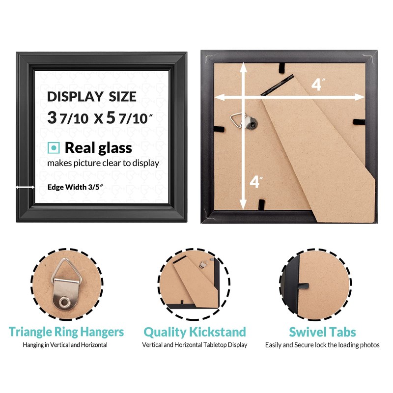 LaVie Home 4x4 Picture Frames (12 Pack, Black) Simple Designed