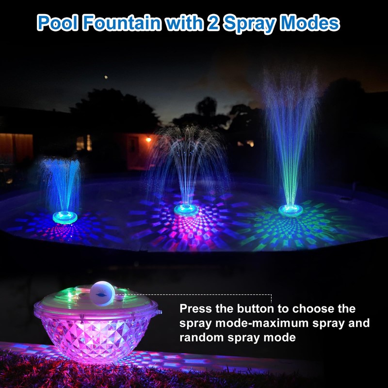 LanAqua Floating Pool Fountain with Underwater Light Show,Pool Water Fountains