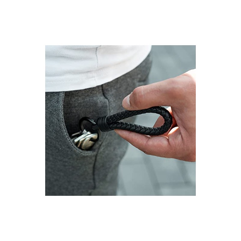 SERASAR Llavero Cuero Vacuno con Anilla Acero Inoxidable para Coche