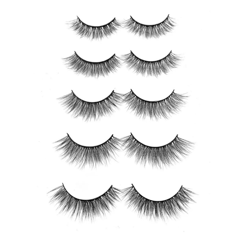Gugu Lashes Pestañas Silk Mink 3d Fibra Seda 5 Par