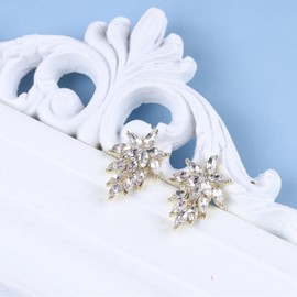 Cimenexe Bohemian Crystal Leaf Stud Earrings Gold Leaf Plant Earrings Tiny Cz Leaf Earrings Cluster Leaf Cz Earrings Rhinestone Leaf Botanical Earrings Jewelry for Women and Girls