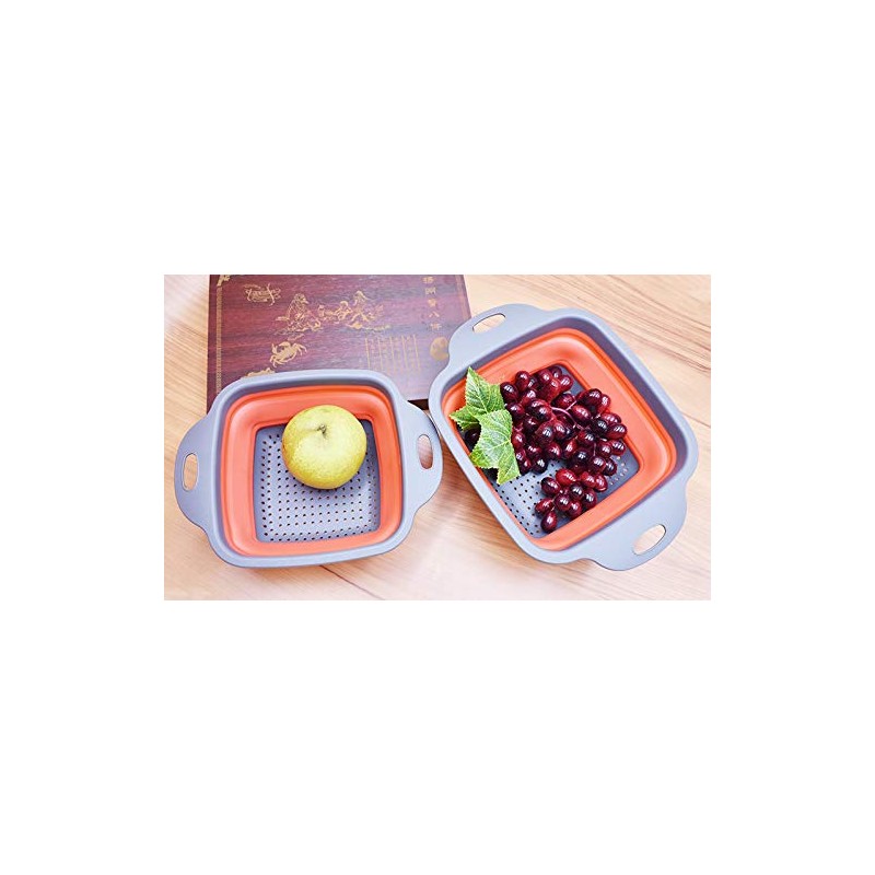 Square Collapsible Colander Set Flamingo Kitchen- 2 Collapsible Colanders (Strainers)