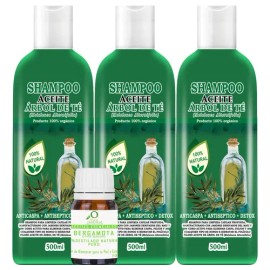 Pack 3 Shampoos Vivenatural Detox de Árbol de Té con Bergamota para Anticaspa, 1.5 L