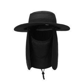 Sun Hats for Men Women UV Protection UPF 50+ Fishing Hat with Neck Flap & Face Cover Black