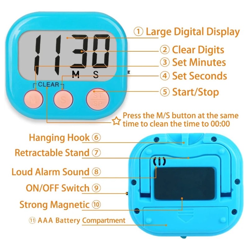 Magnetic Digital Timer Classroom for Kids Large Display Clock Loud