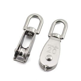 JCBIZ 1-Pack M20 Single Pulley Block Stainless Steel Heavy Duty Hardware Single Wheel Swivel Rigging Lifting Wheel Fixed Pulley for Wire Rope Loading 75kg