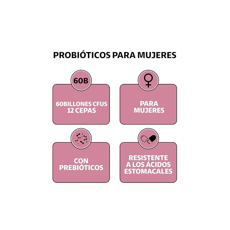 Probióticos Mujer 60 Billion + Prebióticos + Inulina de Agave|