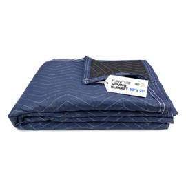 IDL Packaging Large Moving Blanket 80" x 72", Blue/Black Color (Pack of 6) - Heavy-Duty Furniture Pad for Moving & Wrapping - Thick Packing Blanket for Furniture Protection - Padded Mover Cover
