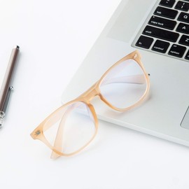 Blue Light Blocking Glasses Square Nerd Eyeglasses Frame Fashion Anti Blue Ray Computer Game Glasses UV400 Clear Lens (orange)