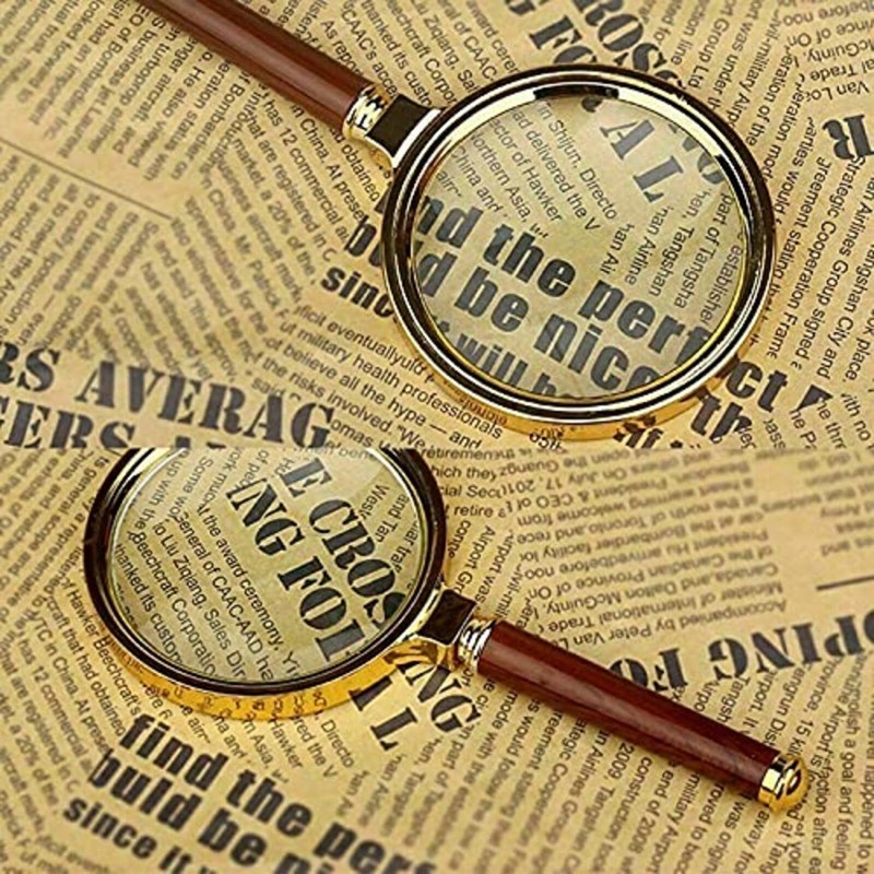 60mm Handheld Magnifier, Wooden Handle 15x Magnifying Glass for Home