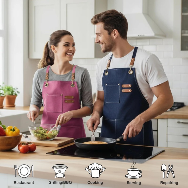ursapela Canvas Work Apron for Men Women with 3 Pockets