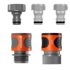 GARDENA (18270-81) 5-Piece Quick Connect Hose Fittings: Garden Hose Quick Connect Kit for 5/8 Inch or 1/2 Inch Hose - Quickly Connect Garden Hoses, Sprinklers, Spray Nozzles, and Accessories.