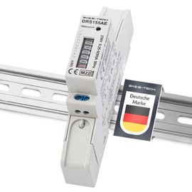 1-Phase AC Meter [DRS155AE - MID 24] - LCD Digital AC Meter for DIN Rail, 1-Phase Electricity Meter, Wattmeter with Power Display, S0, 1 TE, 230 V 50 A