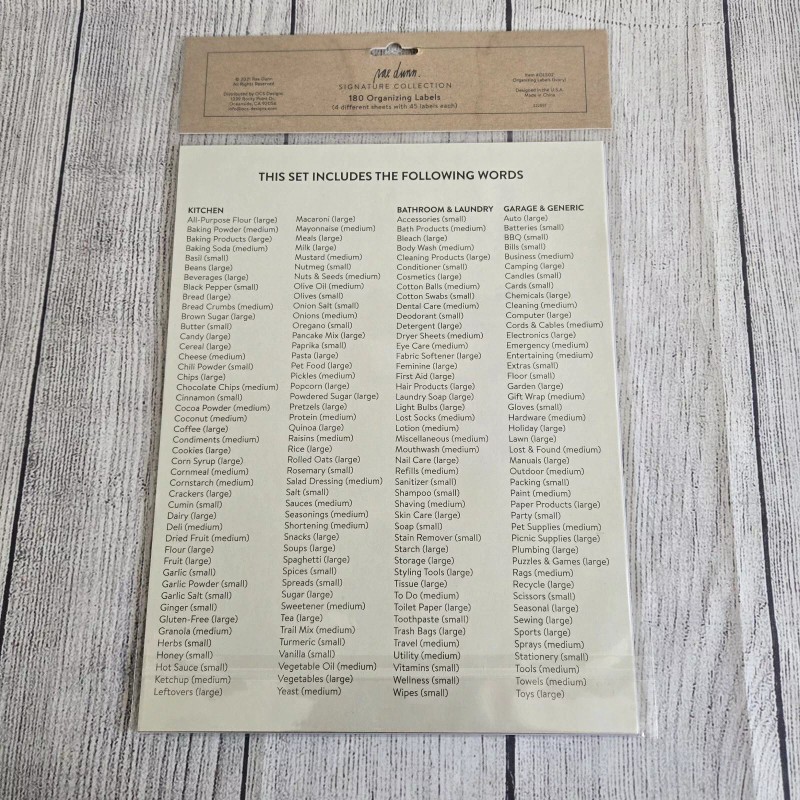 Rae Dunn Signature Collection 180 Organizing Labels Kitchen Bathroom Laundry